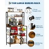 Kitchen Bakers Rack– Rustic Brown Storage Shelf with Power Outlet,4-Tier Microwave Stand & Coffee Bar Table(Includes 6 S-Hooks for Pots) - 3 of 4