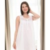 ADR 100% Cotton Nightgown for Women, Sleeveless Button Up Vintage Night Dress Gown with Lace Trim - 4 of 4