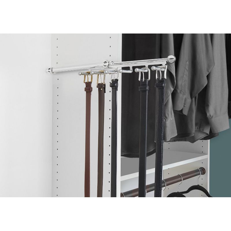 Rev-A-Shelf 12" Pull Out Belt and Scarf Closet/ Cabinet Organizer with 5 Non-Slip PVC Coated Hooks and Easy Mounting Hardware, Chrome, CBSR-12-CR, 2 of 7