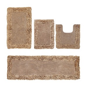 Shaggy Border Collection 4-Piece Bath Rug Set 100% Cotton Tufted Weave Ruffle Border Pattern Bathroom Rug for Machine Washable Bathmat - 1 of 4