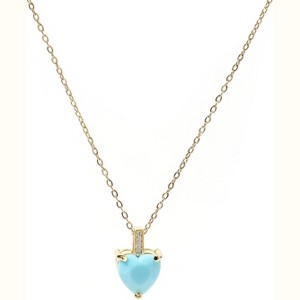 Birthstone Heart Necklace for Women, 14K Gold Plated with Cubic Zirconia Accents - 1 of 4