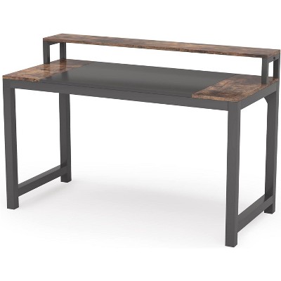 Tribesigns Industrial Computer Desk with Monitor Shelf, Modern Simple Design Study Writing Table,  Wood and Metal Workstation for Home Office