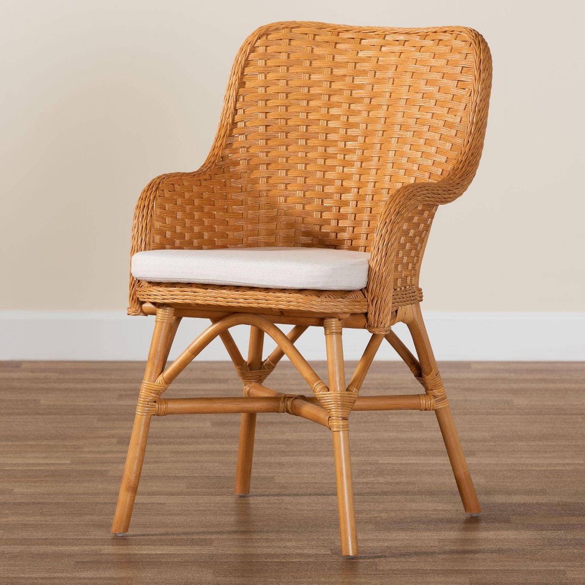 bali & pari Celsie Rattan Dining Chair Light Honey/White - thumbnail 8