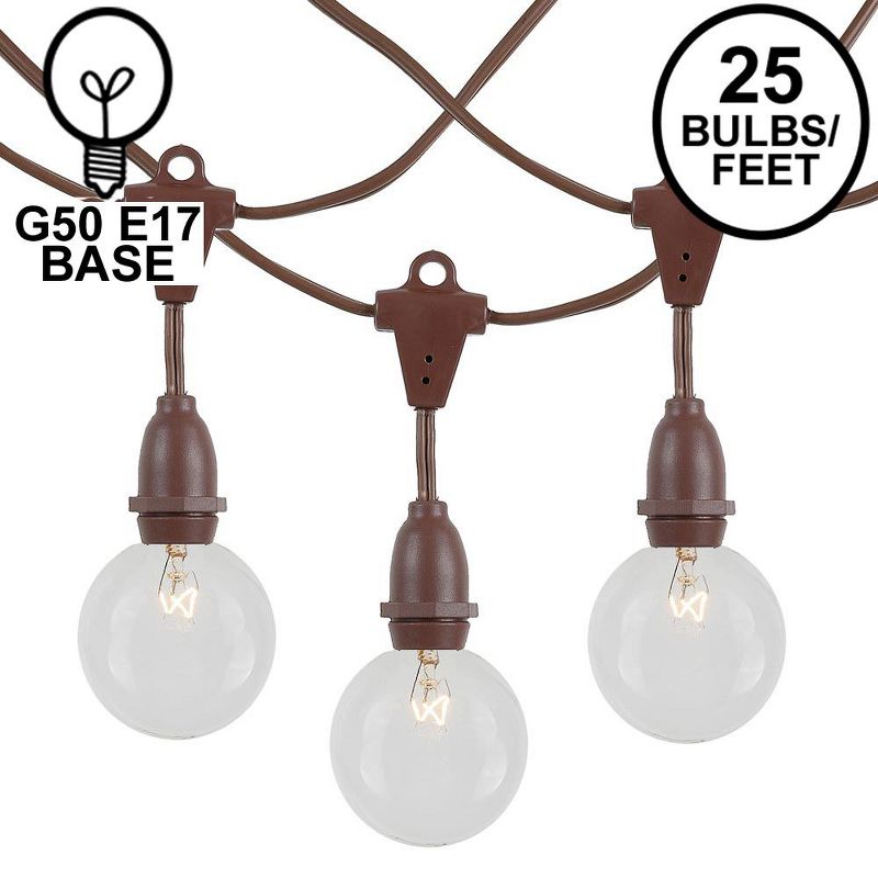Novelty Lights Globe Outdoor String Lights with 25 suspended Sockets Suspended Brown Wire 25 Feet, 1 of 10