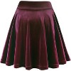 Women's Vintage Velvet Skater Skirt - Stretchy Flared Mini A-Line Skirt Burgundy - 2 of 4