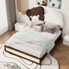 TiramisuBest Full Size Upholstered Platform Bed with Bear Shaped Headboard - Brown+White Upholstered Design - 2 of 4