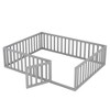 NicBex Queen Size Wood Montessori Bed with Safety Fence,Floor Bed Frame with Door,Modern Toddler Bed for Bedroom,Gray - 4 of 4