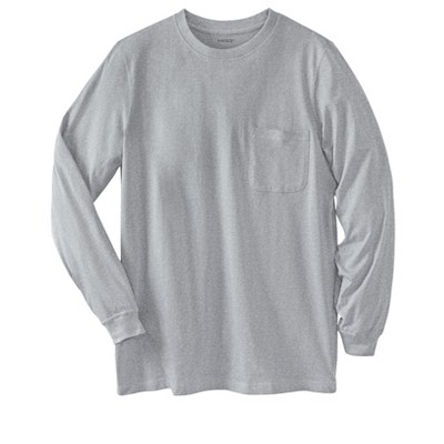 KingSize Men's Big & Tall Shrink-Less Lightweight Long-Sleeve Crewneck Pocket T-Shirt