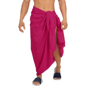 LA LEELA Men's Casual Sarong SummerPareo Wrap One Size Magenta - 1 of 4