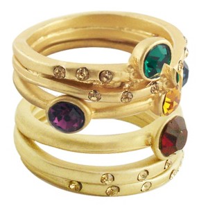 5Pc Matte Crystals Stack Rings - Multi ( 7 ), Women