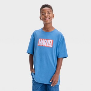 Boys' Marvel Elevated Short Sleeve T-Shirt - Blue - 1 of 4