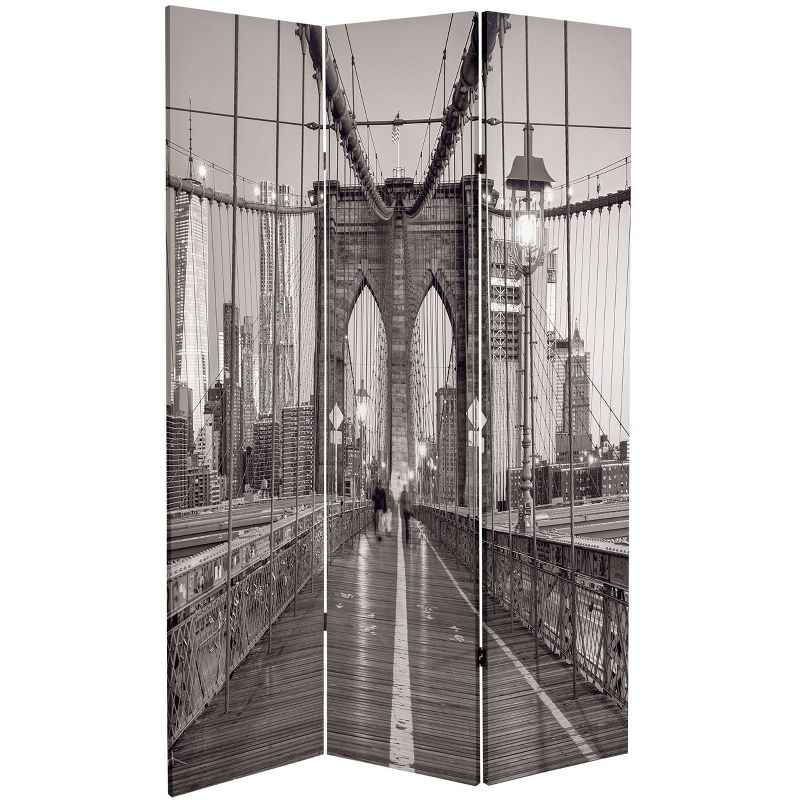 6&#34; Double Sided New York Bridge Canvas Room Divider Gray - Oriental Furniture, 3 of 8