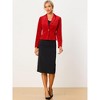 INSPIRE CHIC Women's 1 Button Lapel Collar Business Office Crop Suit Velvet Blazer - 3 of 4