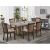 HomeStock 7-Piece Distressed Jacobean Finish Solid Wood Top Dining Table with 6 Parson-Chairs - 2 of 4