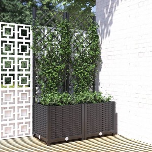vidaXL Garden Planter with Trellis Black 31.5"x15.7"x53.5" PP - 1 of 4