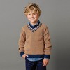 Hope & Henry Boys' Organic Long Sleeve V-Neck Intarsia Cricket Sweater, Kids - 2 of 4