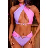 Sweet Like Candy 'Grape Crush' Contrast Crossover Halter Crystal Bikini Top Grape Crush Extra Small - 3 of 4