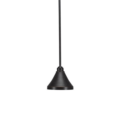 Toltec Lighting Blacksmith 1 - Light Pendant in  Dark Granite with 7" Dark Granite Cone Metal Shade Shade