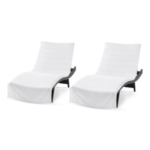Arkwright Las Rayas Chaise Lounge Cover - (Pack of 2) 100% Cotton Terry Towel with Fitted Pocket, 30x85 - 1 of 4