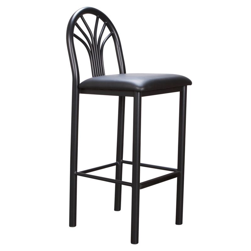 Set of 2 Thayer Faux Leather Padded Seat Barstool Black - Linon, 4 of 14
