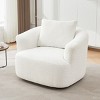 Modern Beige Upholstered 38.2" Swivel Accent Chair with Rounded Arms and Pillow for Living Room or Office Seating-Maison Boucle - 2 of 4
