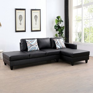 AndMakers 101.5 in. W Square Arm 2-piece L Shaped Faux Leather Modern Sectional Sofa - 1 of 4