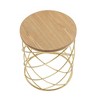 Lyngins Modern Mesh Metal Accent Table with Wood Top, Round Indoor/Outdoor Side Table, Metal Frame Patio End Tables - 4 of 4