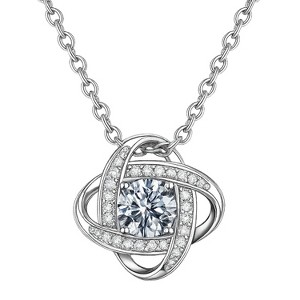 Women's Silver - Toned Copper Pendant Necklace with O - Link Chain - 1 of 4