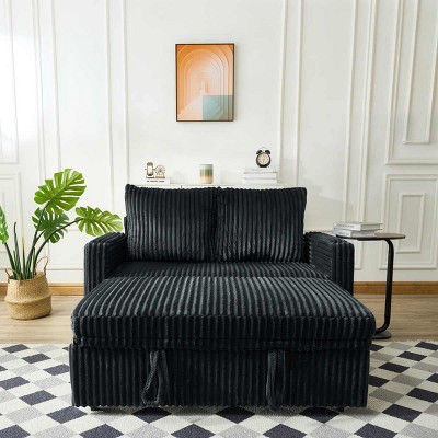 53" Modern Corduroy Sleeper Sofa with 2 Pillows, Modern Recliner Lounge Chair, Pull-Out Sofa Bed for Living Room or Apartment–The Pop Home
