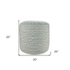 HomeRoots 20" Blue Polyester Round Geometric Indoor Outdoor Pouf Ottoman - 3 of 4
