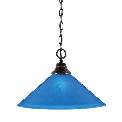 Toltec Lighting Any 1 - Light Pendant in  Black Copper with 16" Blue Italian Shade