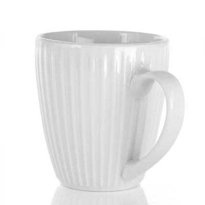 Elama Elle 12-Piece White Ceramic Round Beverage Mug Set