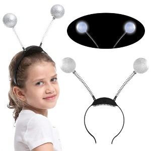 SYNCFUN LED Martian Antenna Headband, Silver Lighting Head Boppers, Alien Headbands Set for Kids Party Costume Favor Halloween Accessories - 1 of 4