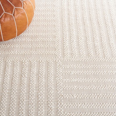 Ivory Flat Woven Handmade Wool Area Rug, 8' x 10'