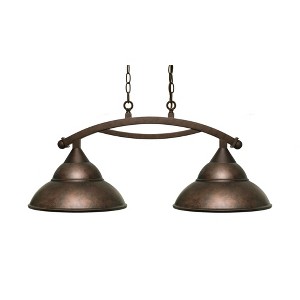 Toltec Lighting Bow 2 - Light Island Pendant Light in  Bronze with 13" Bronze Double Bubble Metal Shade Shade - 1 of 1