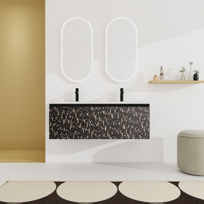 48''/24"/30"W Floating Wall-Mounted Bathroom Vanity with Unique Pattern Finish & Soft-Close Cabinet Door 4S - ModernLuxe