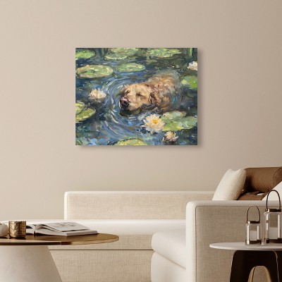 Rustic Chic Farmhouse Water Lilies Canvas Wall Art, 45" x 36"