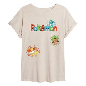 Women's - Pokémon - Chespin, Fennekin, Froakie Oversized Graphic T-Shirt - 1 of 4
