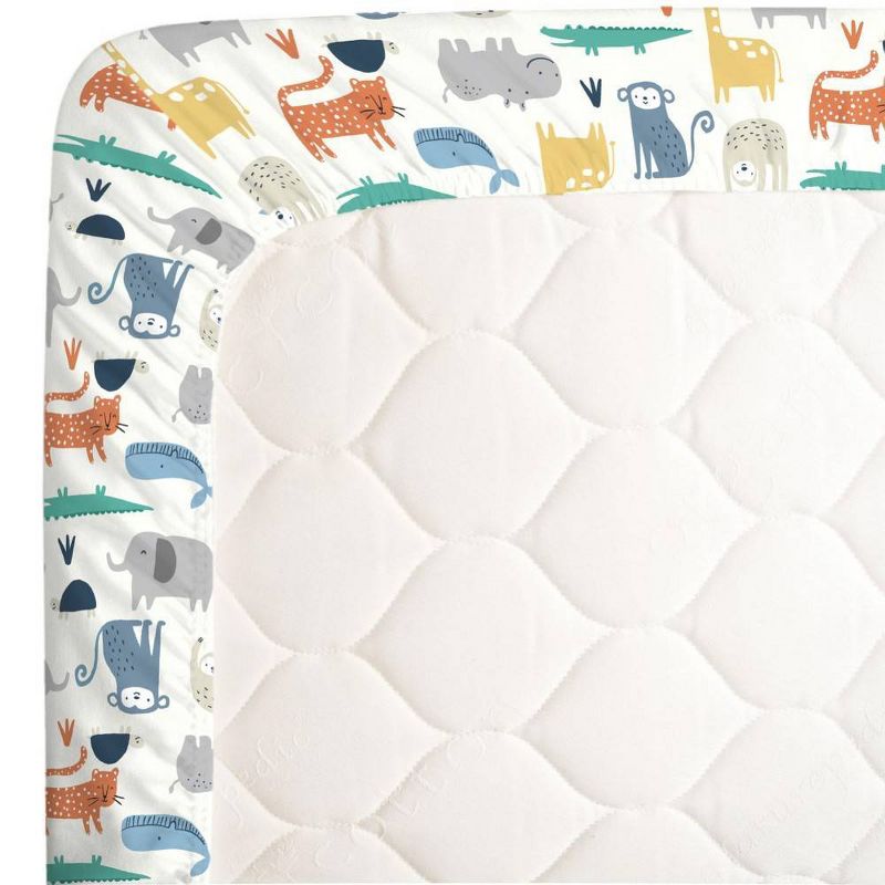 Carter&#39;s Colorful Modern Safari Animals Super Soft Mini Crib Fitted Sheet, 2 of 6