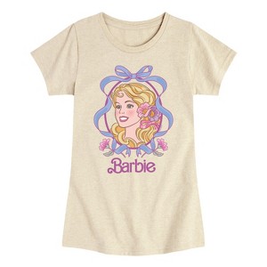 Girls' - Barbie - Portrait Floral Bow Fitted Short Sleeve Graphic T-Shirt - 1 of 3