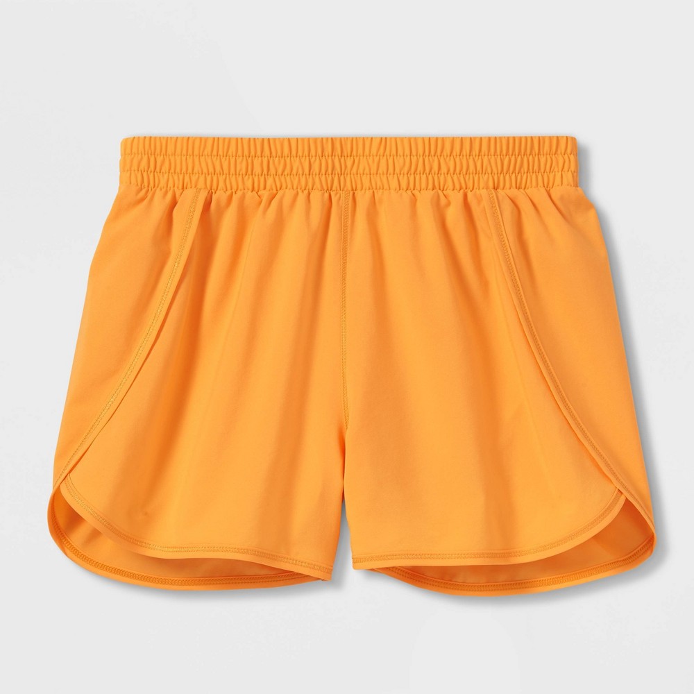 Size Medium (7/8 ) Girls' Run Shorts 3" - All in Motion Mango Orange 