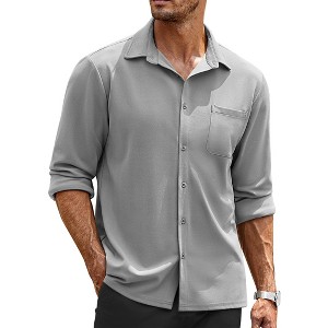 COOFANDY Mens Long Sleeve Button Down Wrinkle Free Untucked Casual Dress Shirt for Men - 1 of 4