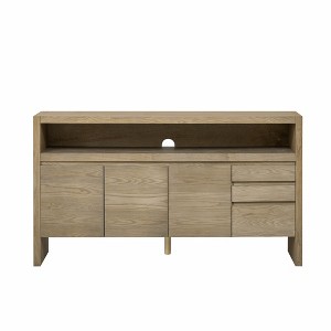 TiramisuBest 60" 3-Door 3-Drawer Sideboard: Modern Solid Ash, Semi-Open Shelf, Ample Storage for Living, Hallway & Dining in Black - 1 of 4