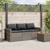 vidaXL Garden Sofa Gray PE Rattan 3-Seater UV-resistant materials - 3 of 4