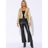 INSPIRE CHIC Women's Collarless Open Front Faux Pocket Faux Leather Crop Moto Jackets - 4 of 4