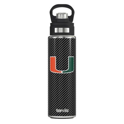 NCAA Miami Hurricanes Carbon Fiber Wide Mouth Water Bottle - 24oz