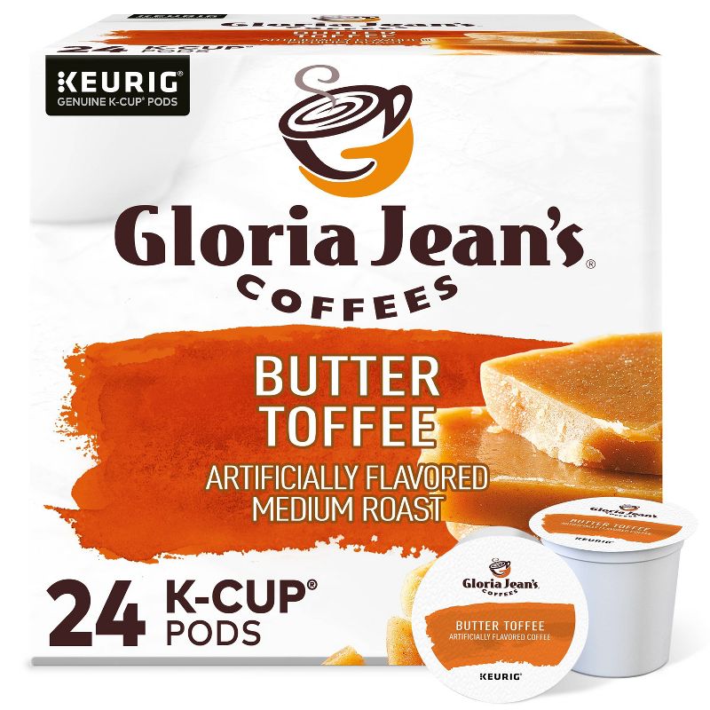 Gloria Jean&#39;s Butter Toffee Coffee Pods Flavored Coffee Medium Roast - 24ct, 1 of 11