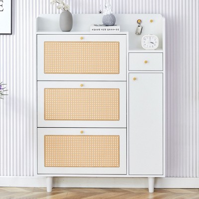 NicBex Modern Shoe Cabinet with 3 Flip Drawers,1 Drawer and Adjustable Shelf for Entryway,Hallway,Living Room