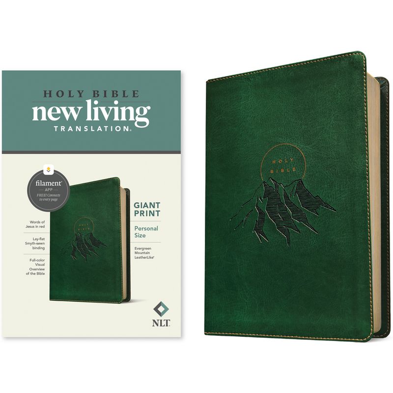 NLT Personal Size Giant Print Bible, Filament-Enabled Edition (Leatherlike, Evergreen Mountain, Red Letter) - Large Print (Leather Bound), 1 of 2