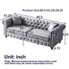 85.5'' Tech Fabric Chesterfield 3-Seater Sofa with Rolled Arms, Button Tufted Design and 2 Cushions - 2 of 4